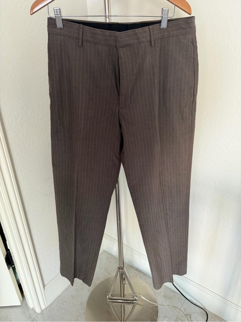 Banana Republic Gray and Brown Pinstripe Dress Trousers